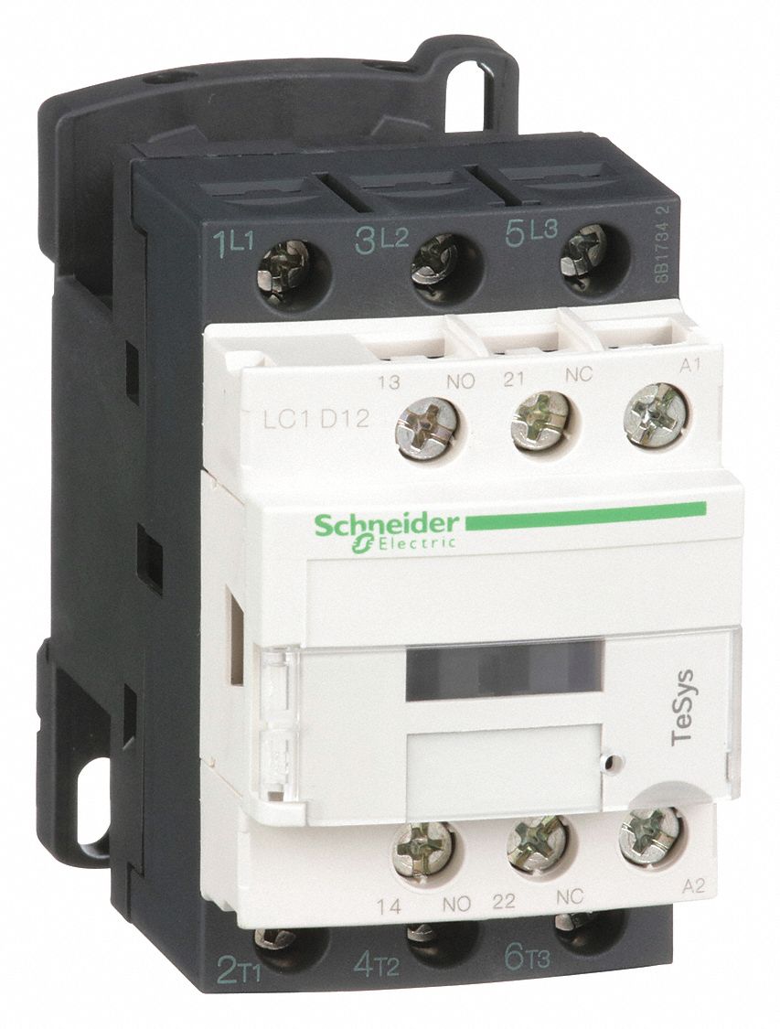 SCHNEIDER ELECTRIC IEC Magnetic Contactor: Non-Reversing, 3 Poles, 12 A,  120V AC Coil, 1NO/1NC