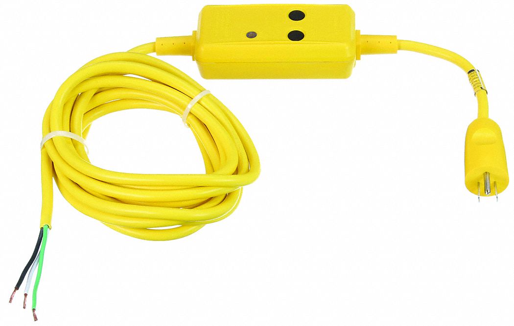 Line Cord GFCI: 15 ft Cord Lg, 15 A Max. Amps, 120V AC, NEMA 5-15P