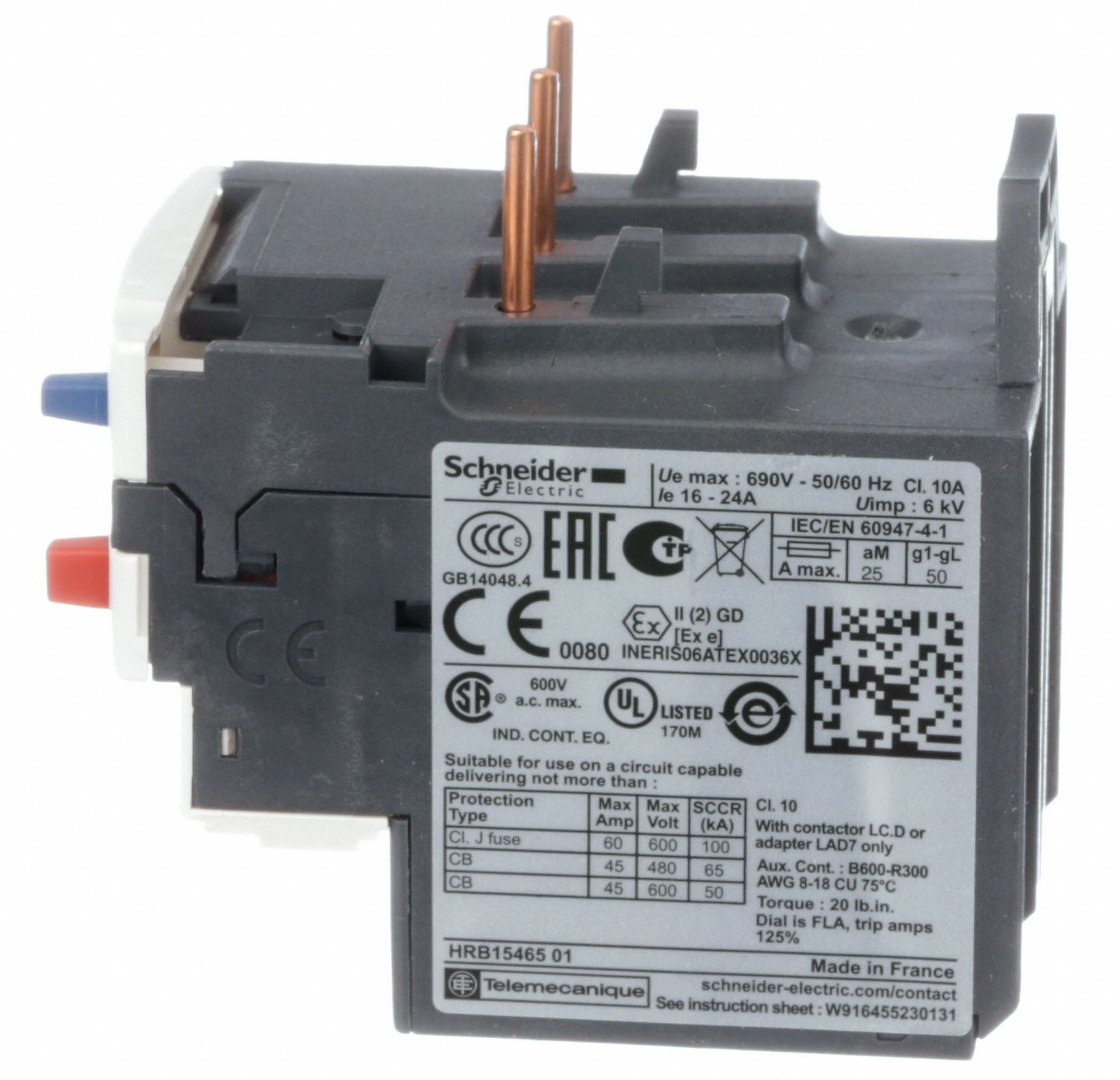 SCHNEIDER ELECTRIC IEC Style Overload Relay, Mfr. Series LC1D25 to