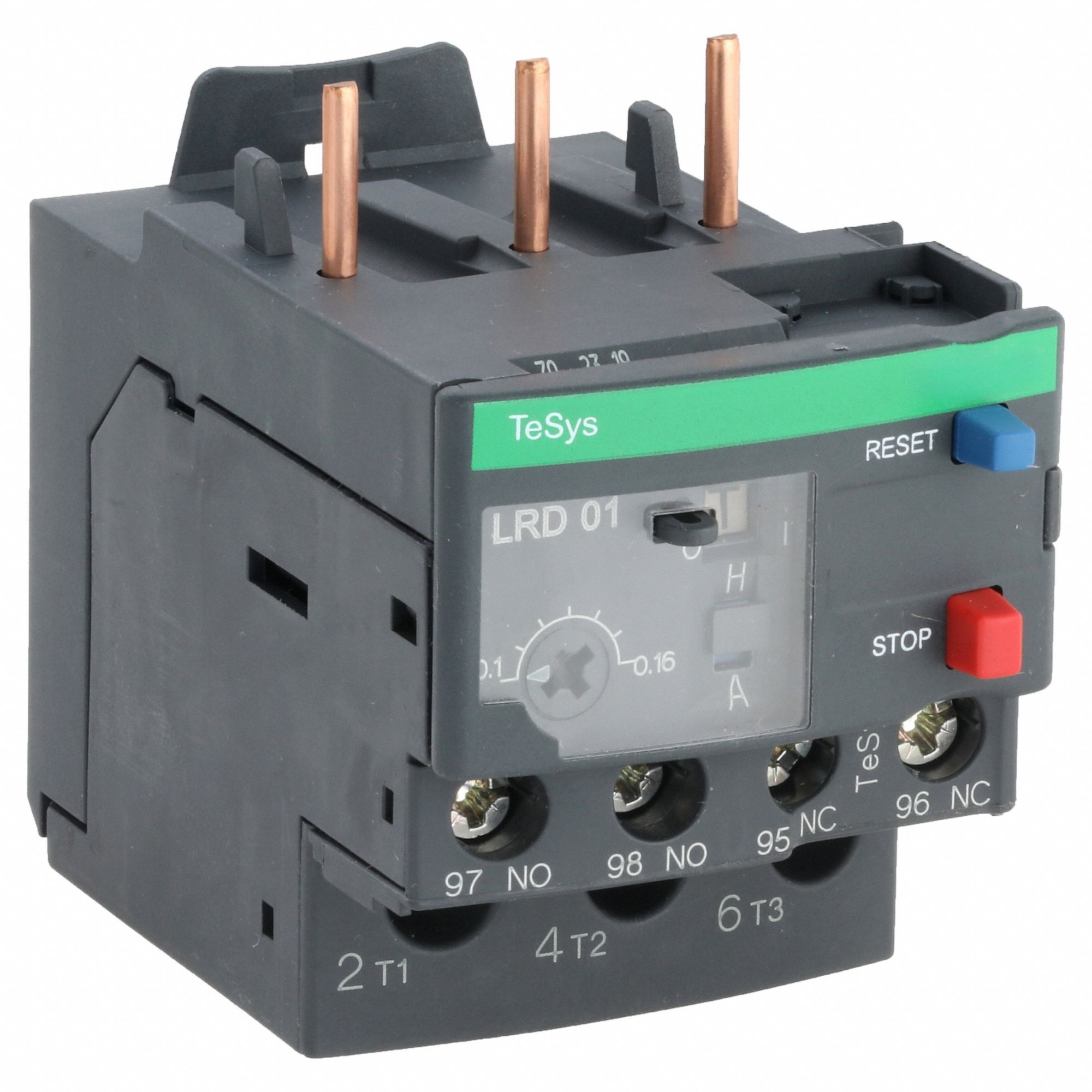 OVERLOAD RELAY, THERMAL PROTECTION, 3 POLES, 0.1 A TO 0.16 A