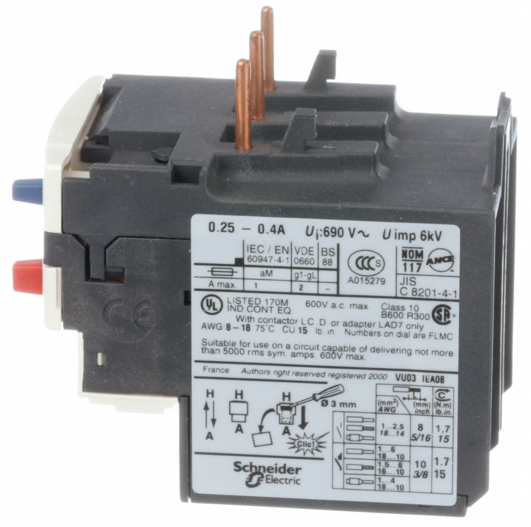 SCHNEIDER ELECTRIC IEC Style Overload Relay, Mfr. Series LC1D09 to ...