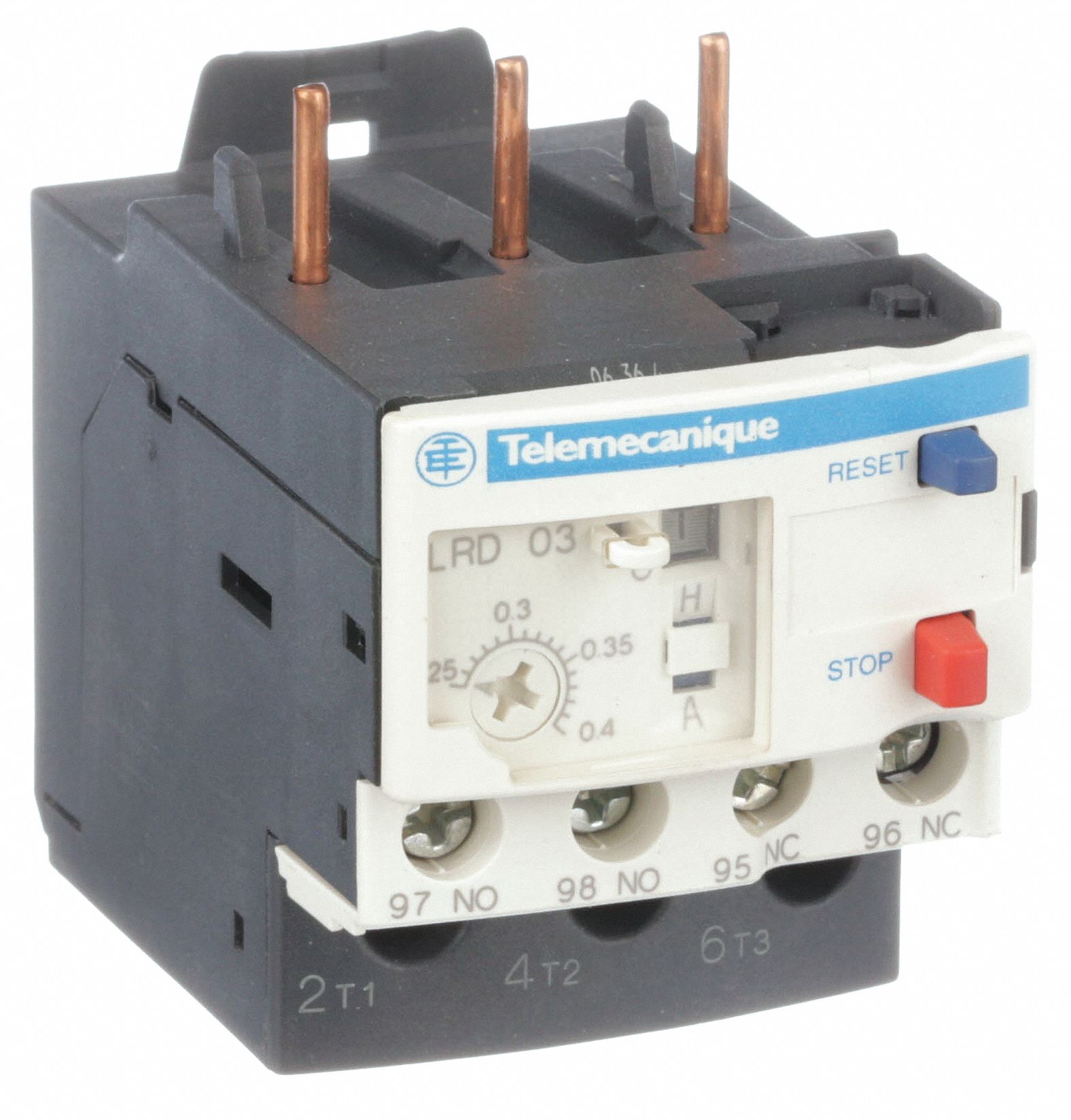 OVERLOAD RELAY, THERMAL PROTECTION, 3 POLES, 0.25 A TO 0.4 A