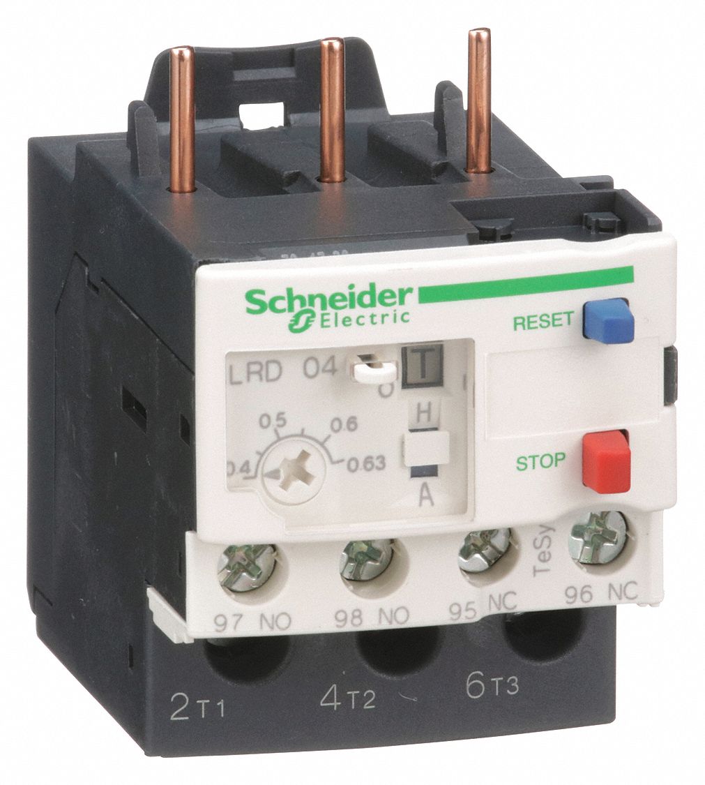 OVERLOAD RELAY, THERMAL PROTECTION, 3 POLES, 0.4 A TO 0.63 A