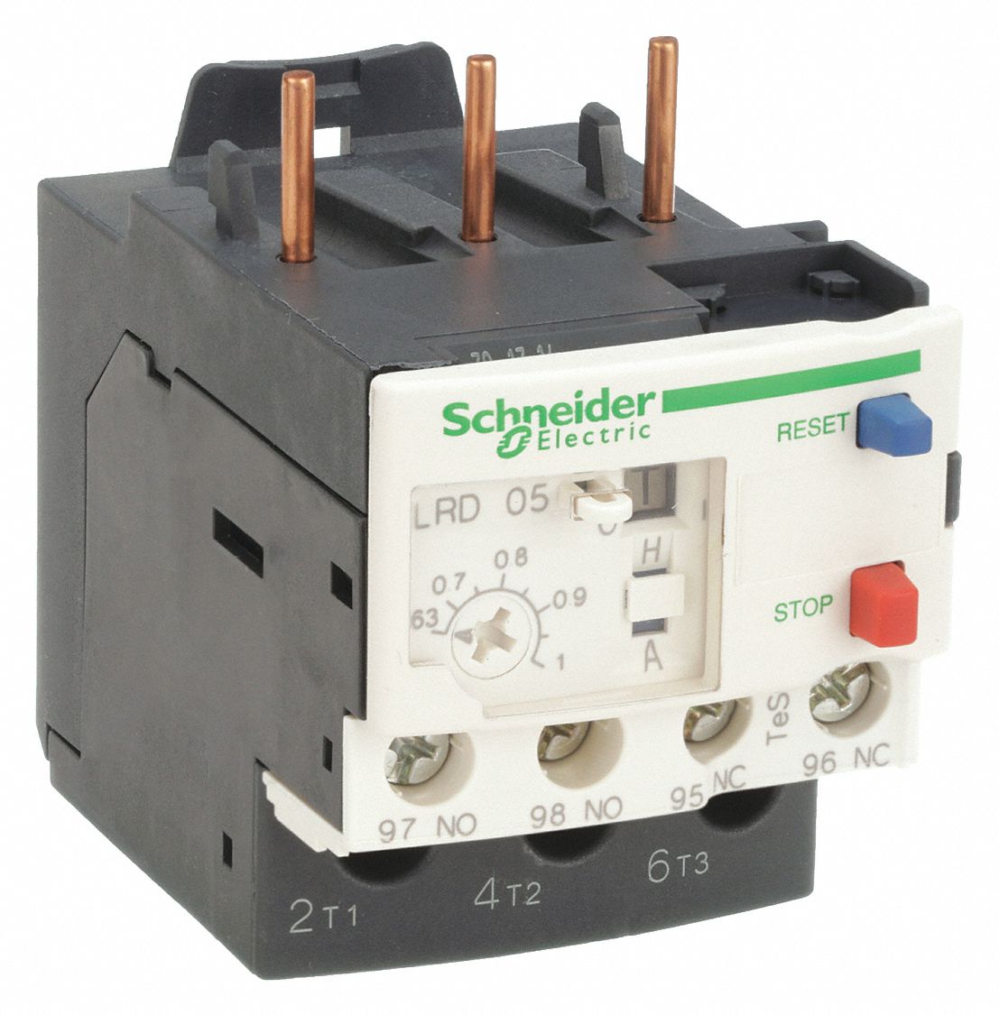 Overload Relay: Thermal Protection, 3 Poles, 1NO/1NC, Phase Loss Sensitivity, 0.63 A – 1 A