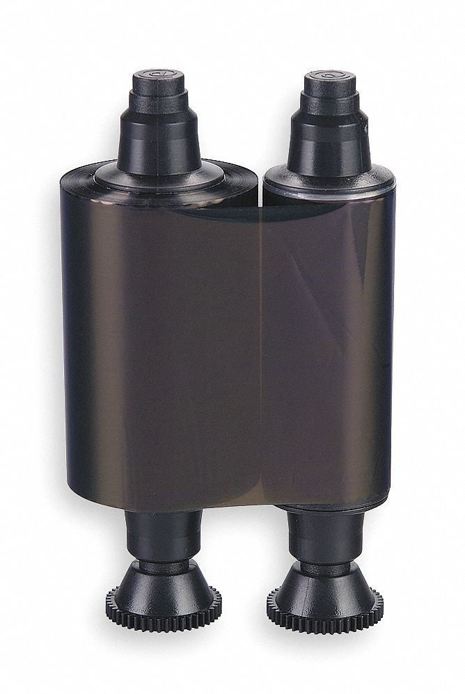 ID Card Printer Ribbon: Black, 1, 000 Prints per Roll, 1 1/2 in Overall Ht, 3 1/2 in Overall Wd