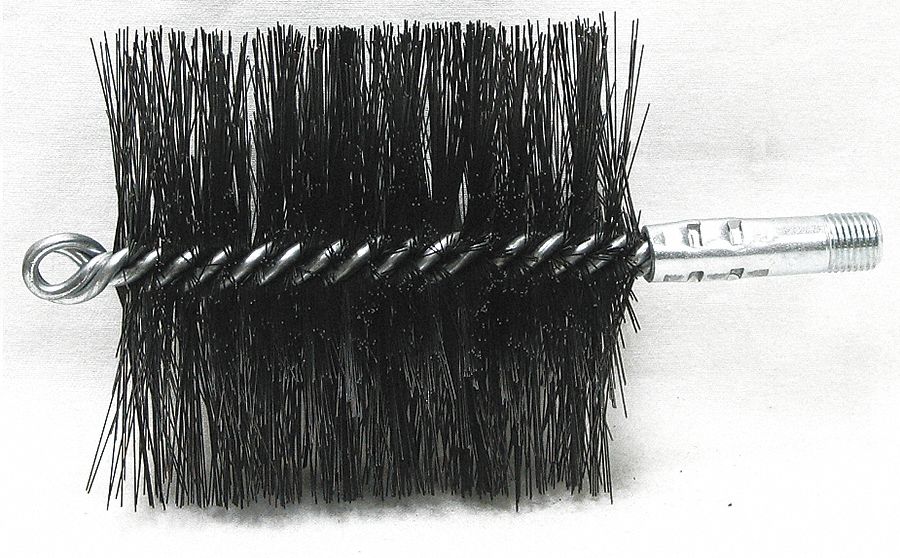 RECTANGULAR OR OVAL BOILER BRUSH, ¼ IN MALE, 4½ IN BRUSH L, 7½ IN OVERALL L, METAL