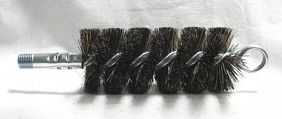 FLUE BRUSH, ¼ IN MALE, 2 IN DIAMETER, 4½ IN BRUSH L, 7½ IN OVERALL L, TAMPICO, METAL