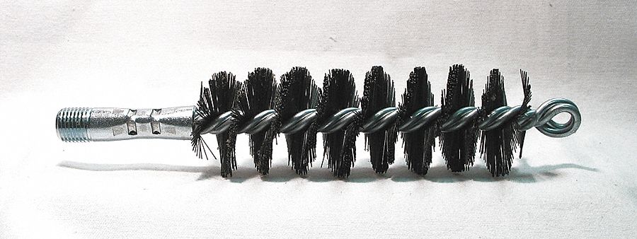 FLUE BRUSH, ¼ IN MALE THREADED CONNECTION, 1½ IN DIAMETER, 4½ IN BRUSH L, TEMPERED STEEL