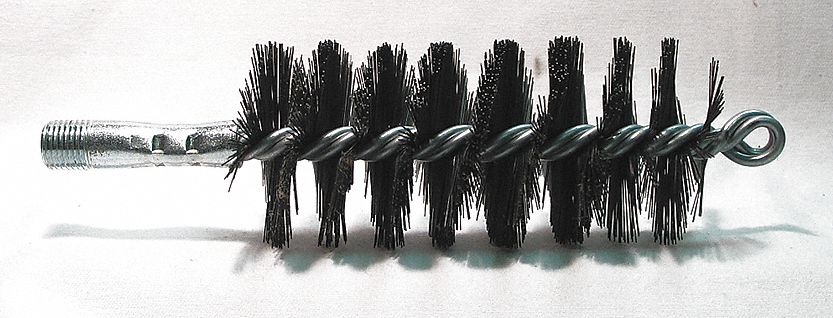 FLUE BRUSH, ¼ IN MALE THREADED CONNECTION, 2 IN DIAMETER, 4½ IN BRUSH L, TEMPERED STEEL
