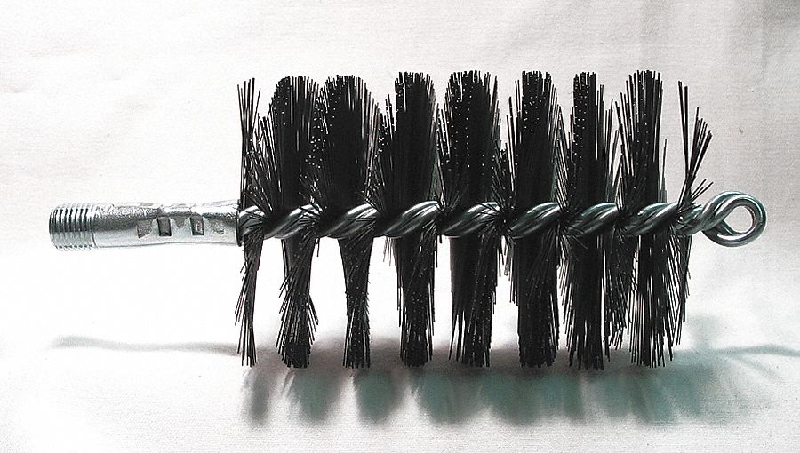 FLUE BRUSH, ¼ IN MALE THREADED CONNECTION, 3 IN DIAMETER, 4½ IN BRUSH L, TEMPERED STEEL