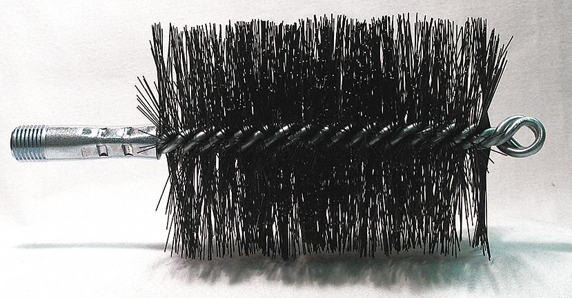 FLUE BRUSH, ¼ IN MALE THREADED CONNECTION, 3¼ IN DIAMETER, 4½ IN BRUSH L, TEMPERED STEEL