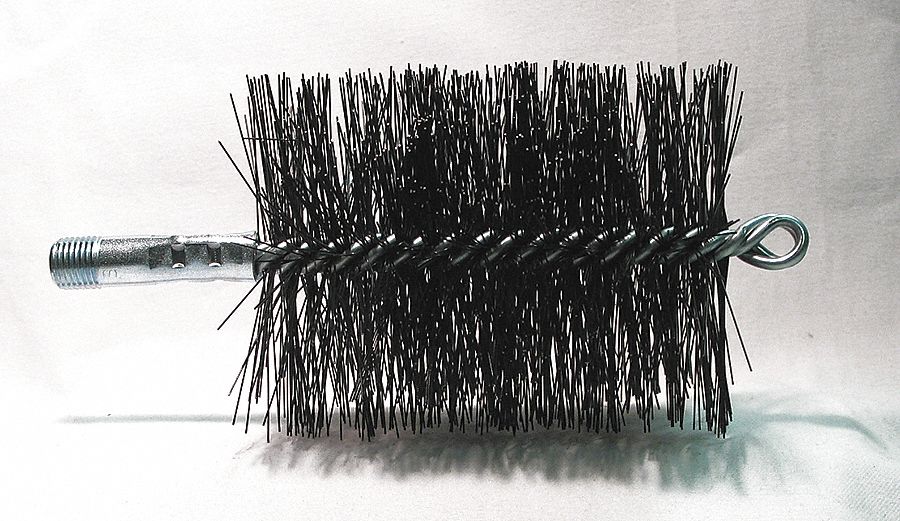 FLUE BRUSH, ¼ IN MALE THREADED CONNECTION, 3½ IN DIAMETER, 4½ IN BRUSH L, TEMPERED STEEL