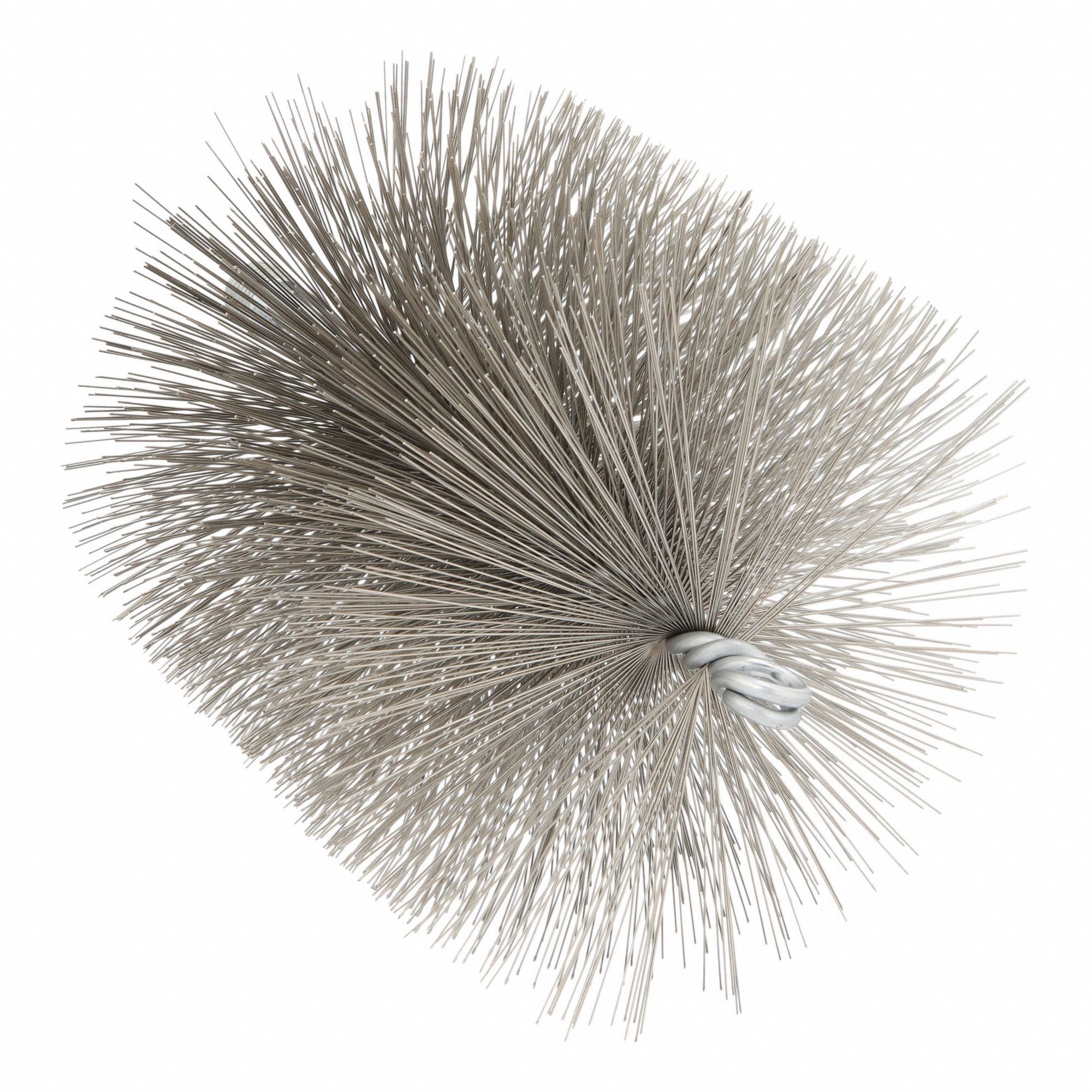 Flue Brush: 1/4"-28 Male, 5 in Overall Dia, 4 1/2 in Brush Lg, Single Spiral, Double Stem