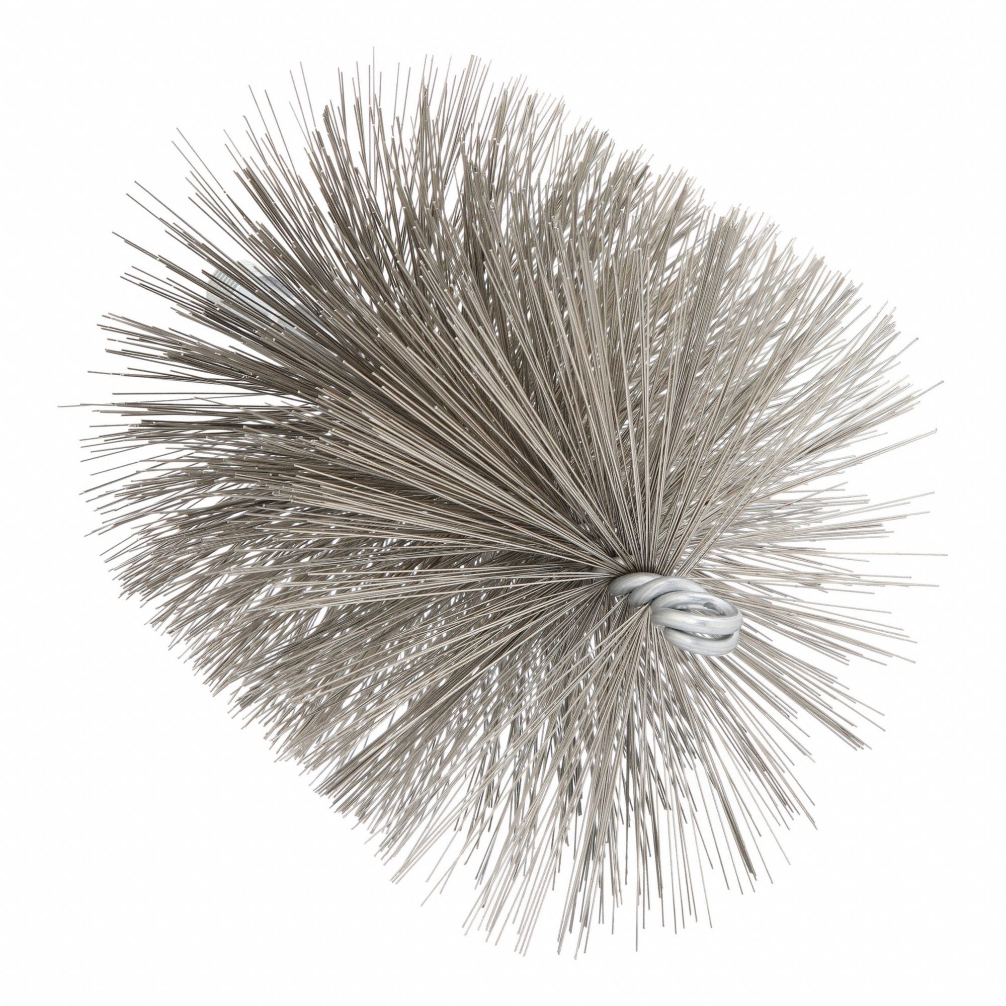 Flue Brush: 1/4"-28 Male, 5 in Overall Dia, 4 1/2 in Brush Lg, Double Spiral, Double Stem