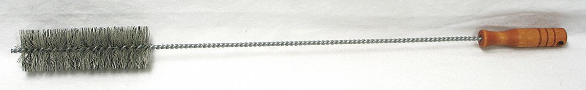 FURNACE BOILER BRUSH, 2 IN DIA, FIBRE/HAIR BRISTEELE, SINGLE SPIRAL, SINGLE STEM, TWISTED END