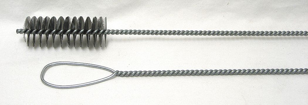 FURNACE BOILER BRUSH, 1½ IN DIAMETER, BLACK STAINLESS STEEL BRISTEELE, SINGLE SPIRAL, BLACK