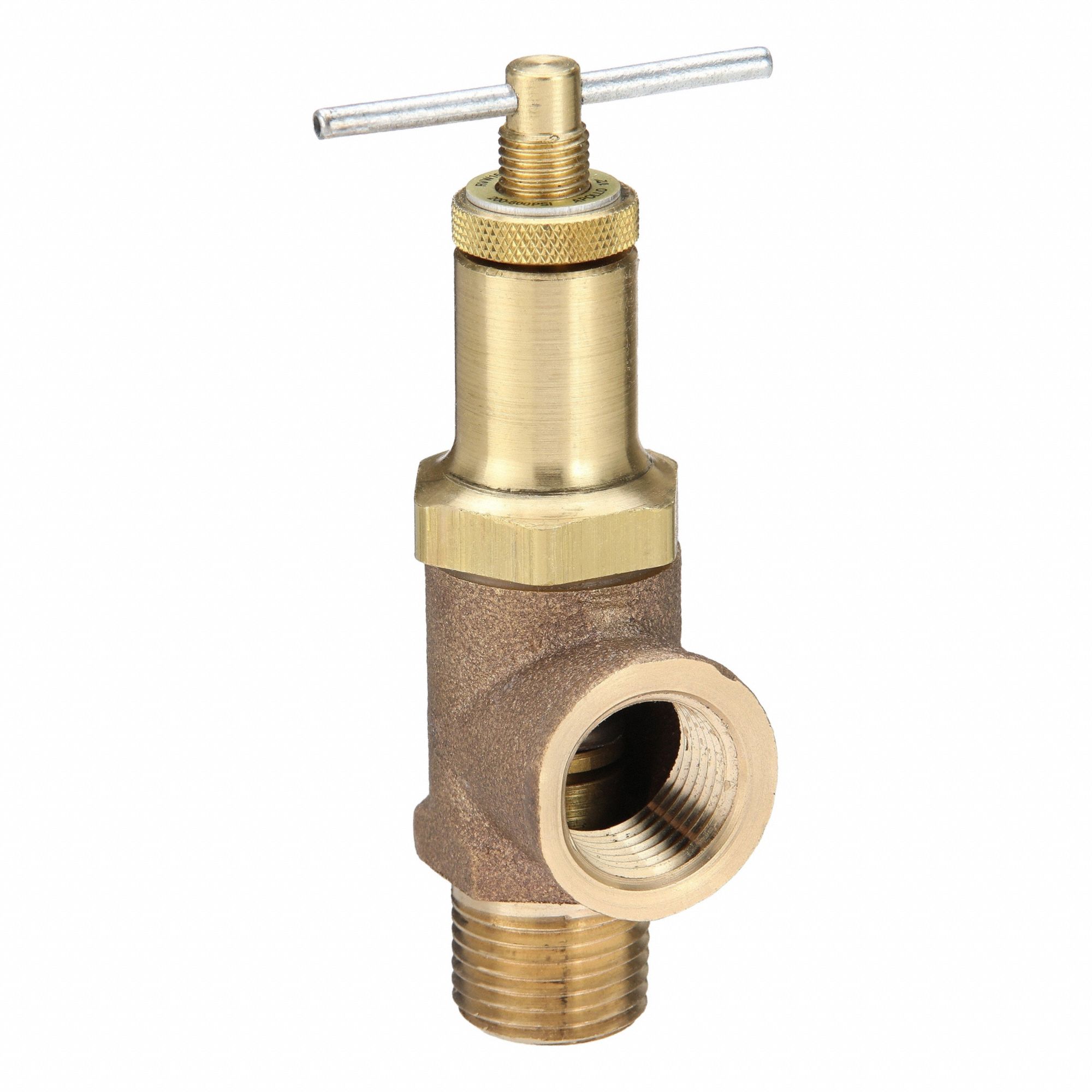 Adjustable Relief Valve: MNPT x FNPT, 1/2 in x 1/2 in, Cast Bronze, 600 psi Max. Op Pressure
