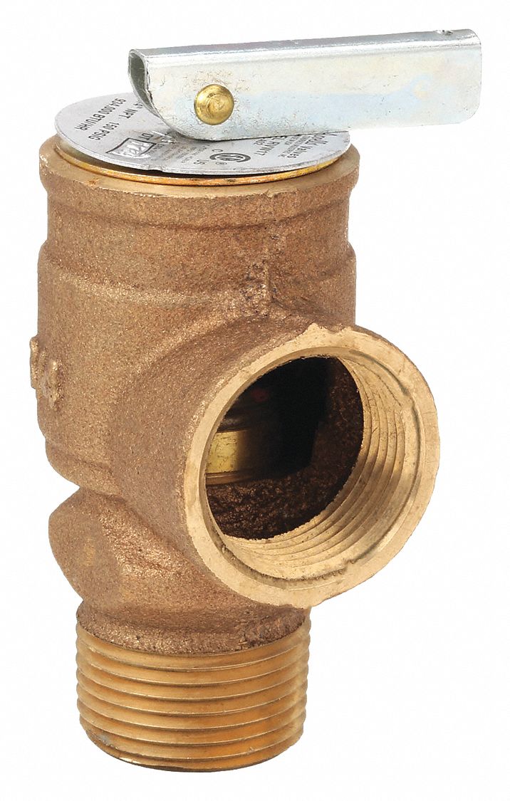 Safety Relief Valve: MNPT x FNPT, 3/4 in x 3/4 in, Cast Bronze, 150 psi Max. Op Pressure