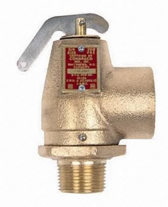 Safety Relief Valve: MNPT x FNPT, 1 in x 1 in, 15 psi Max. Op Pressure, Cast Bronze