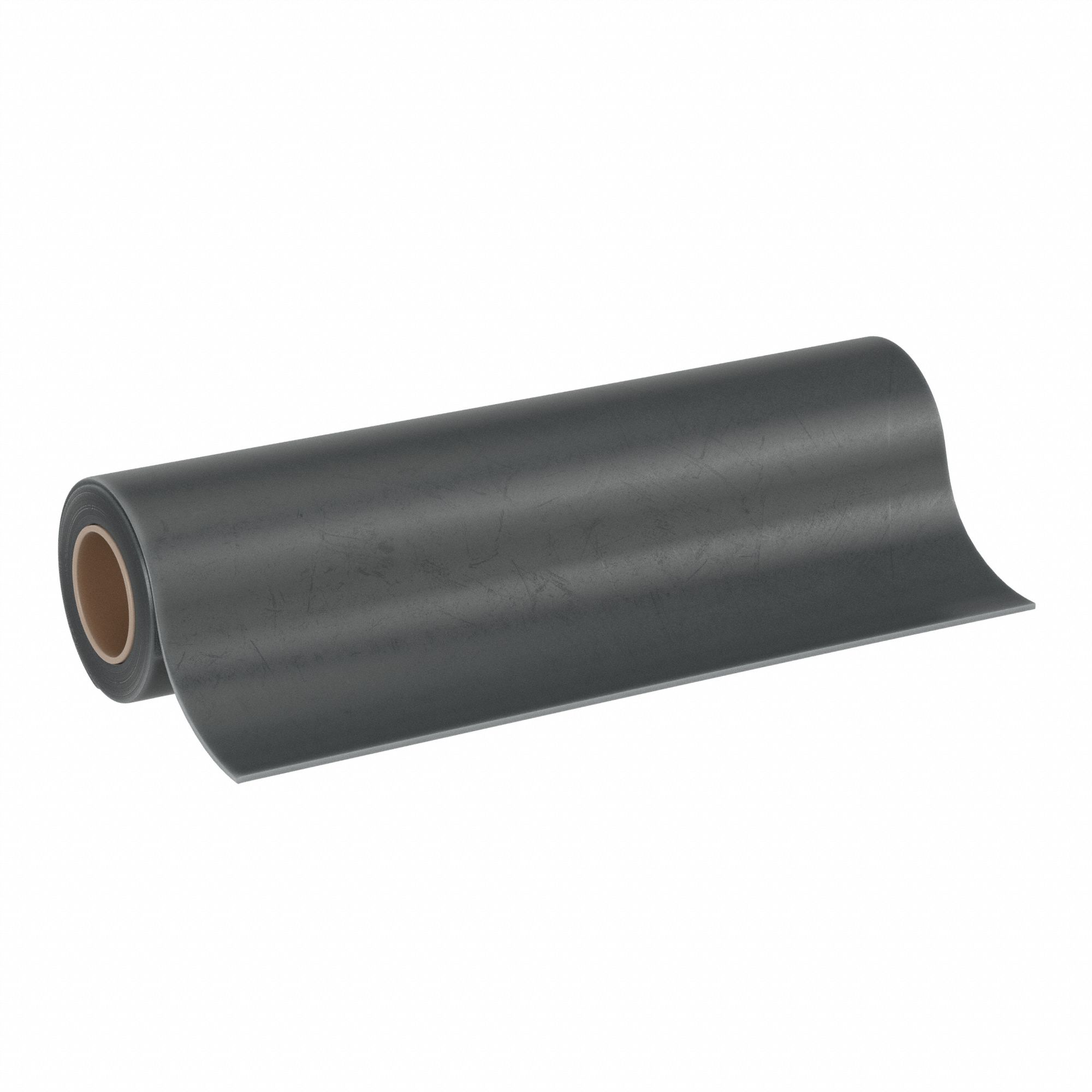 Rubber Roll: Vinyl, Std, 1/8 in Thick, 36 in x 75 ft, Black, 70 Shore A Durometer, Plain, Smooth
