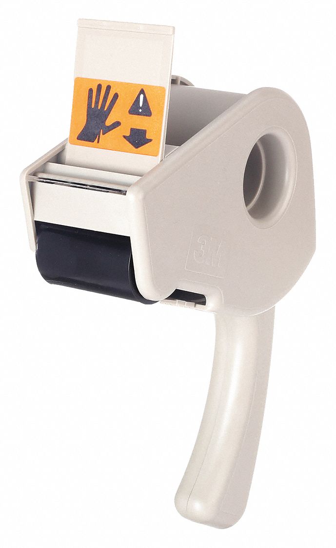HANDHELD TAPE DISPENSER, HEAVY, FOR 2 IN MAX TAPE W, FOR 3 IN TAPE CORE DIA, PISTOL, PLASTIC, GREY