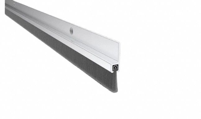 Door Sweep: Brush Insert, Aluminum, 48 in Lg, 1/4 in Wd, Aluminum