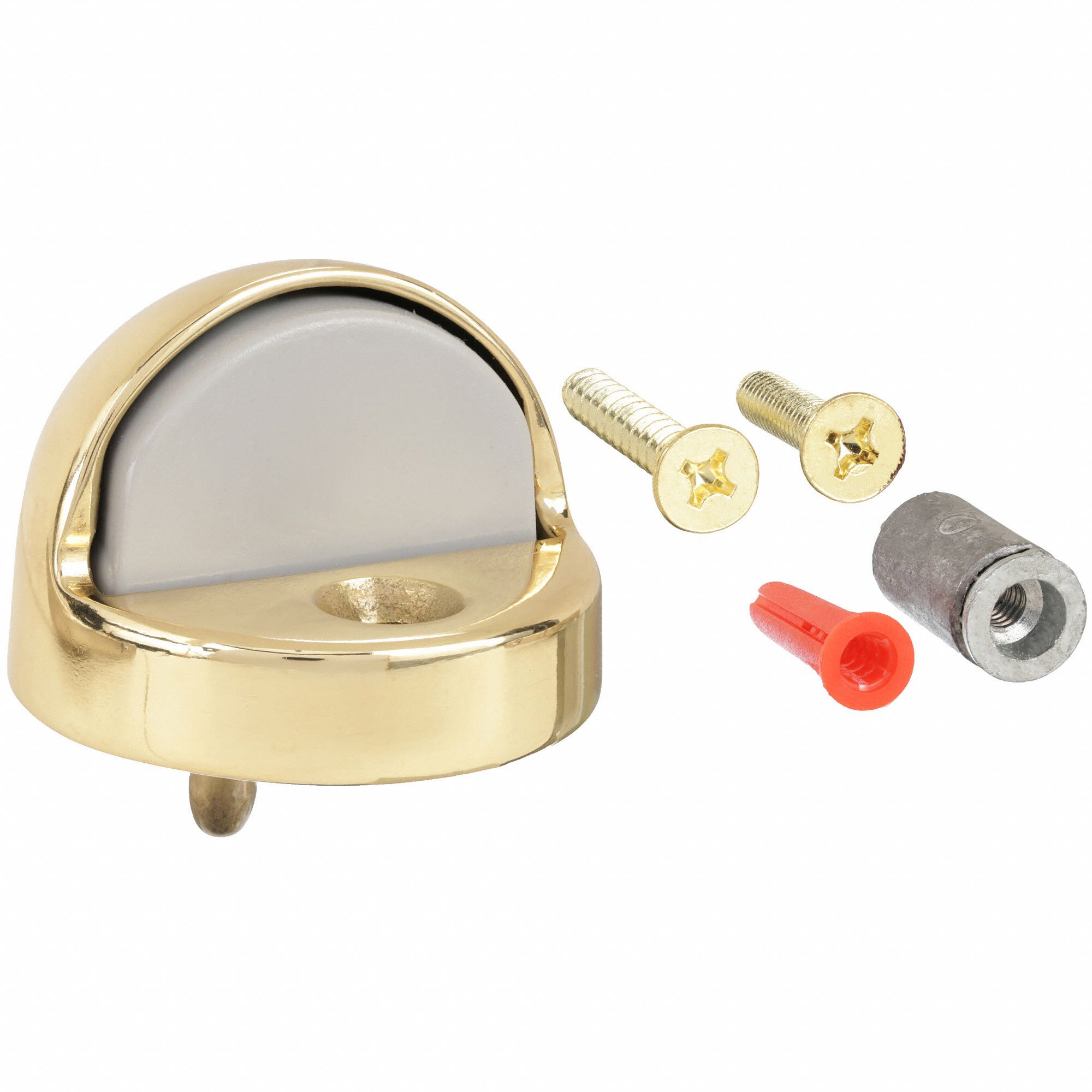 ROCKWOOD Dome Door Stop Floor Mount, Polished Brass, 17/8 in, 1 1/2
