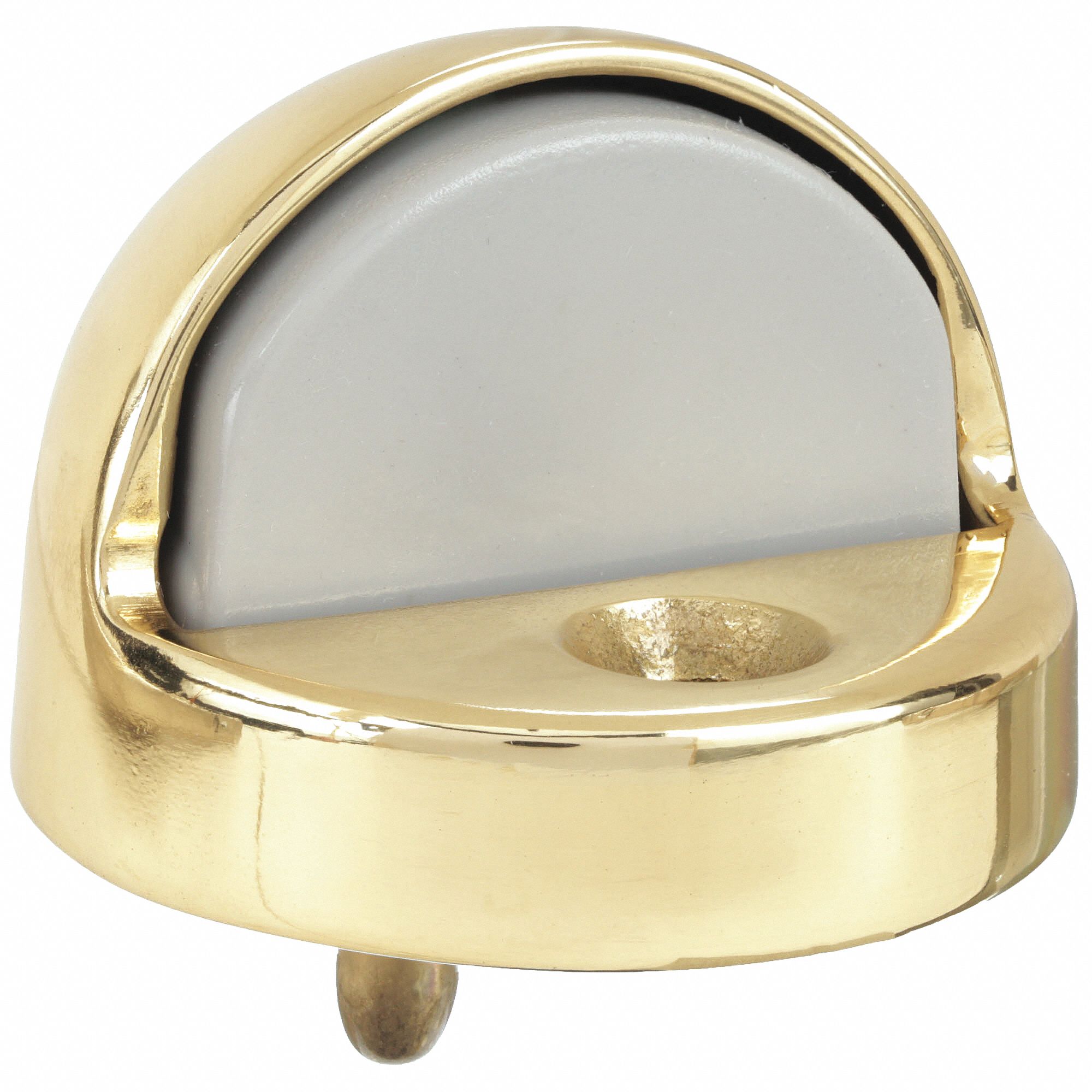 Dome Door Stop: Floor - Mounted, 1 13/16 in Wd, 1 5/16 in Overall Ht, Brass