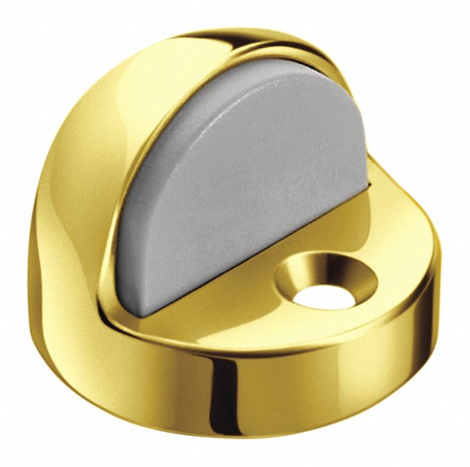 ROCKWOOD Dome Door Stop Floor Mount, Polished Brass, 17/8 in, 1 1/2