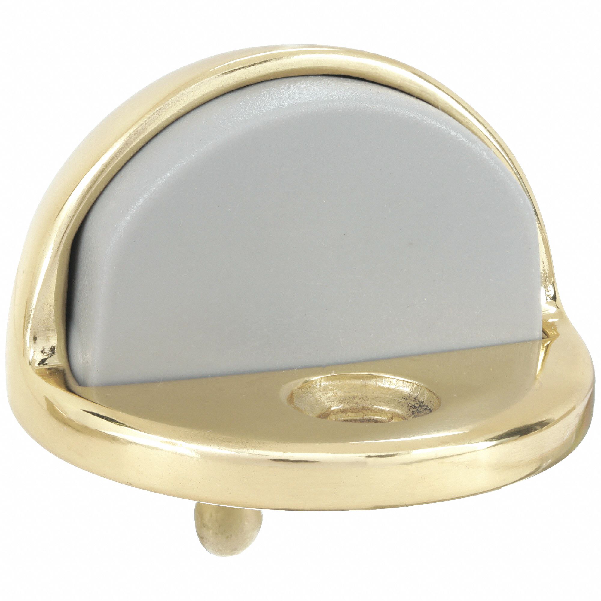 Dome Door Stop: Floor - Mounted, 1 13/16 in Wd, 1 1/8 in Overall Ht, Brass