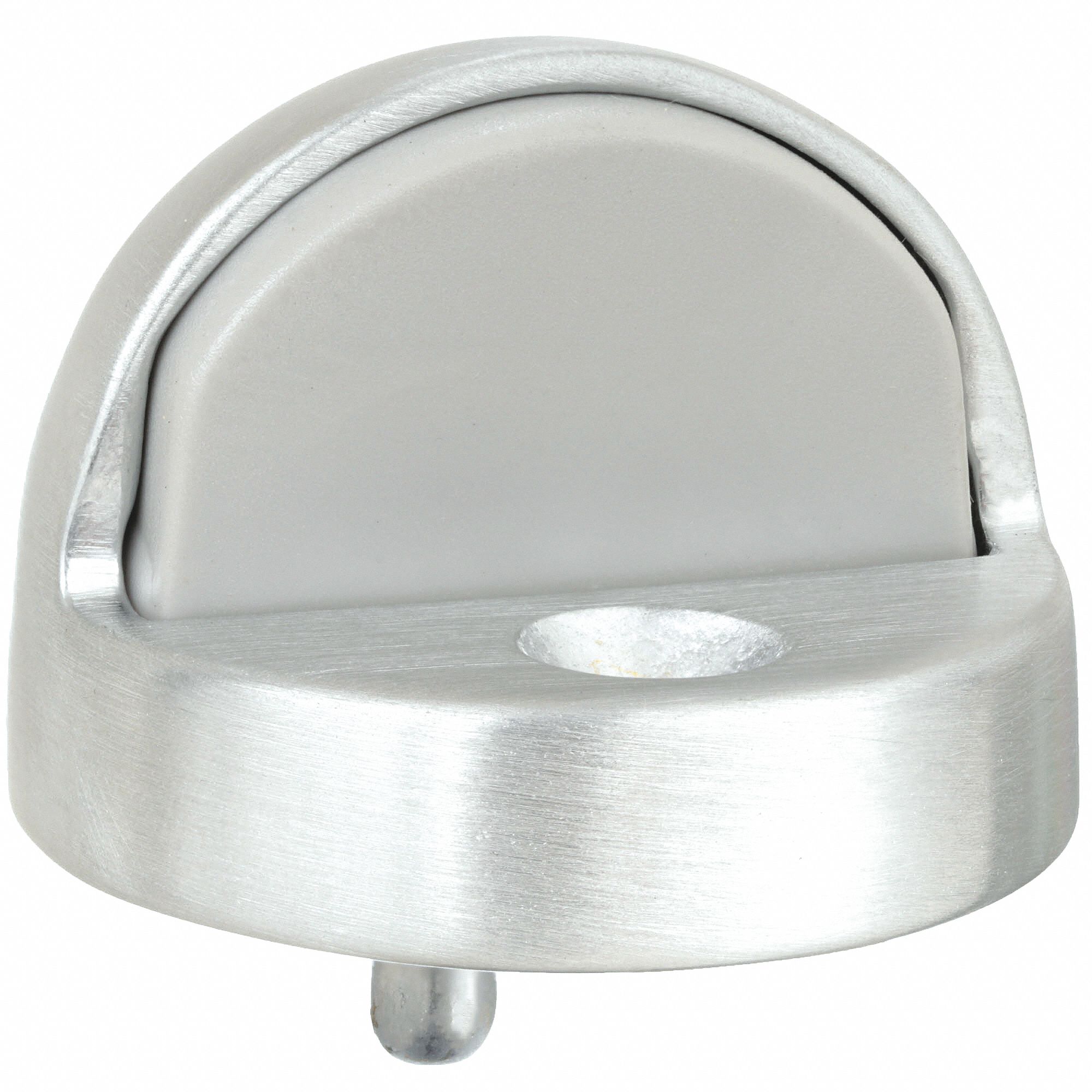 Dome Door Stop: Floor - Mounted, 1 5/16 in Overall Ht, Chrome