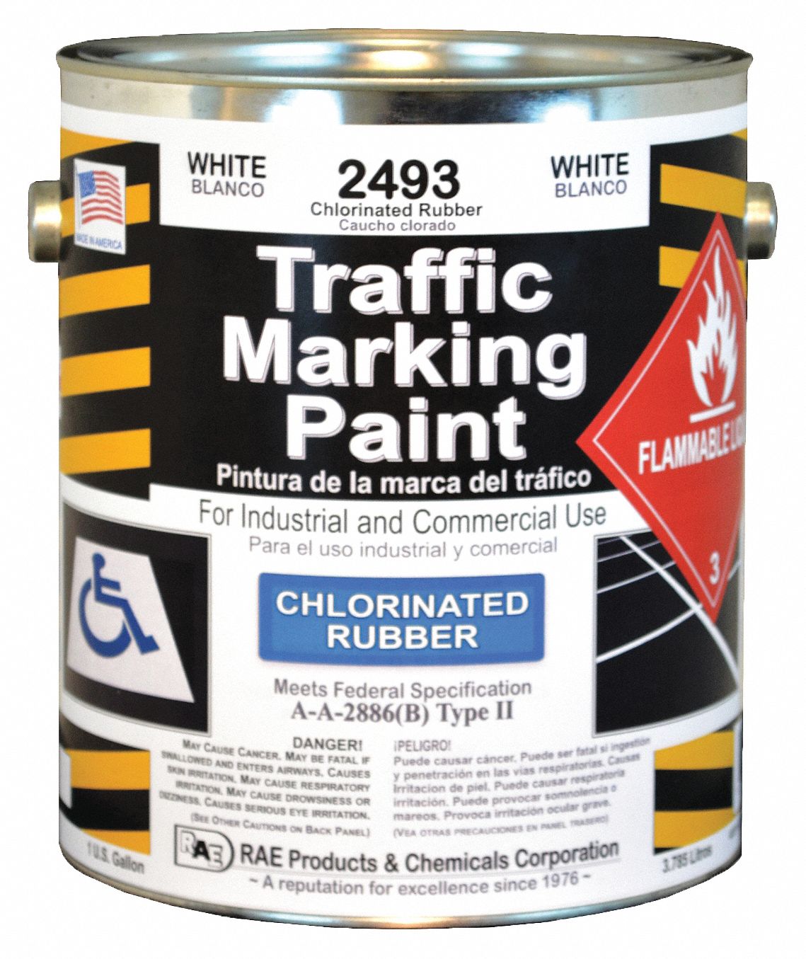 RAE Chlorinated SolventBase Traffic Zone Marking Paint, White, 3.78 L
