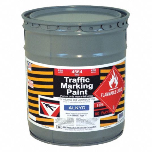 926840-1 Rae Traffic Zone Marking Paint: Pour Paint Dispensing, Red, 1 gal,  90 sq ft/gal, 30 to 40 min