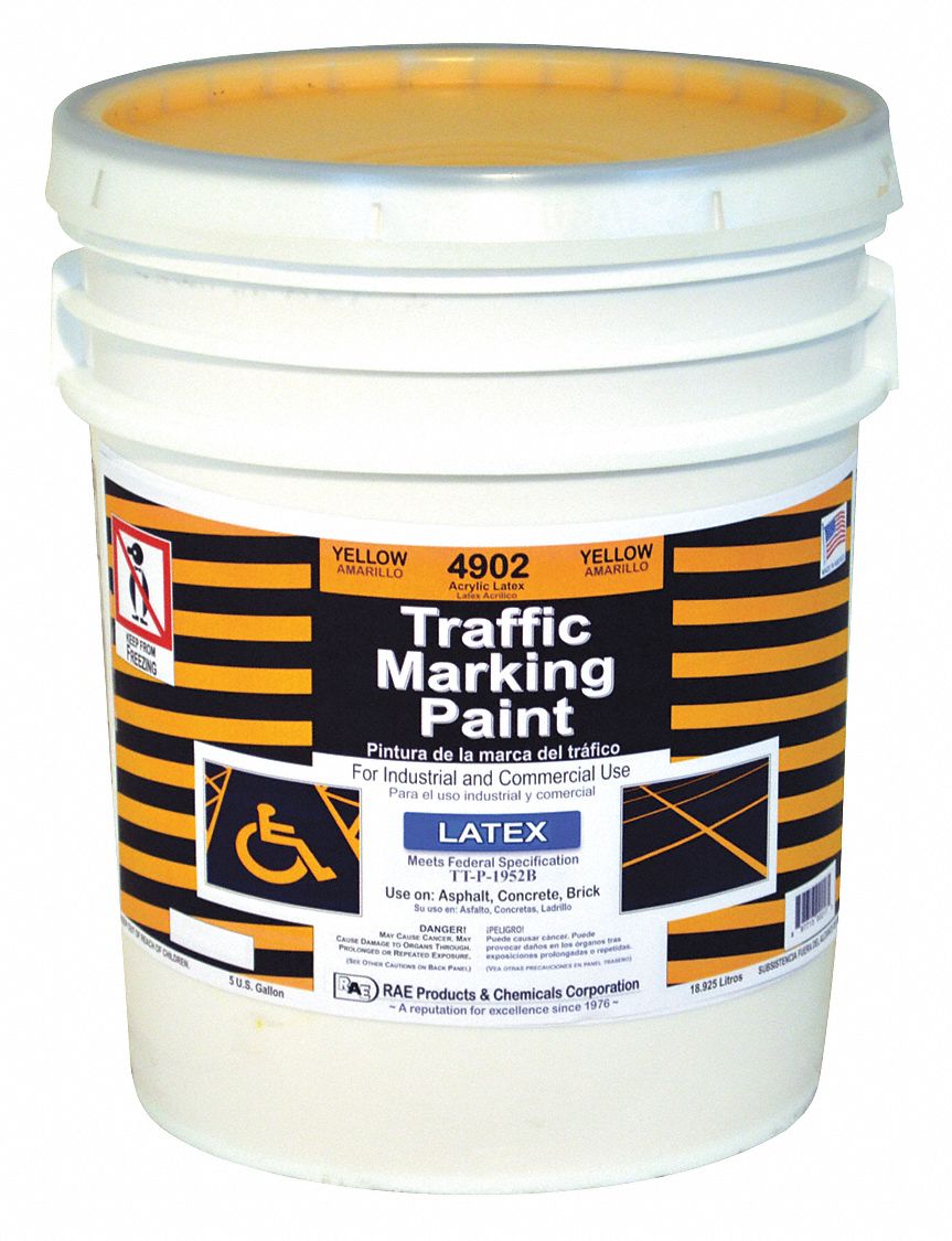 RAE Latex AcrylicBase Traffic Zone Marking Paint, Yellow, 18.9 L
