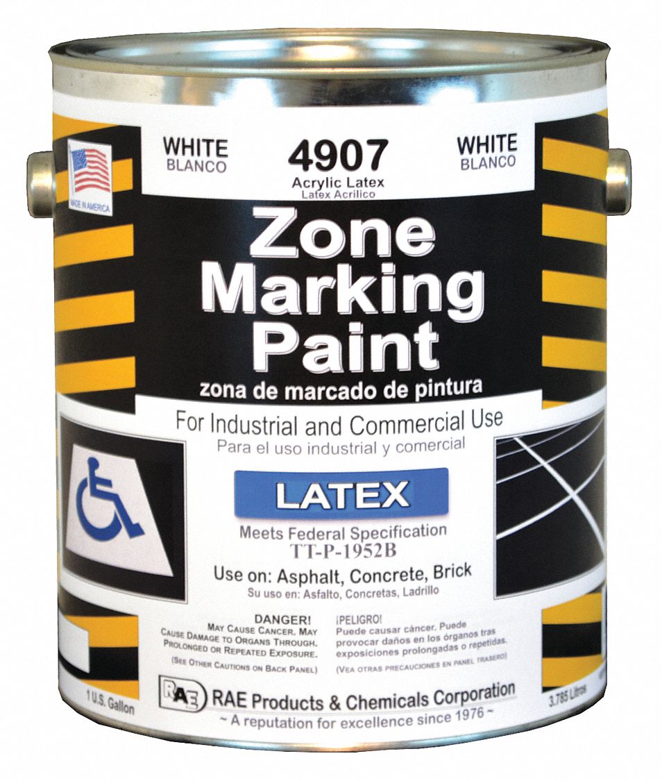 RAE Latex AcrylicBase Traffic Zone Marking Paint, White, 3.78 L 3EHH8490701 Grainger