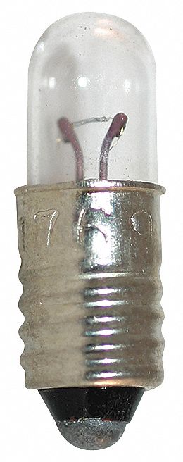 INCANDESCENT BULB, MIDGET SCREW (E5), (T) TUBULAR, T1¾, 1769, 2.5 V AC