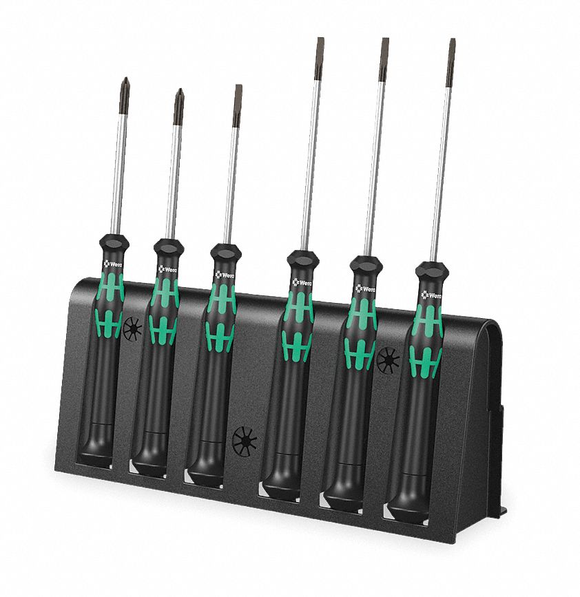 SCREWDRIVER SET, ERGONOMIC, KRAFTFORM MULTICOMPONENT HANDLE, 6 PIECES, METRIC, #00, #0, 0.30 MM, 0.40 MM, 0.50 MM