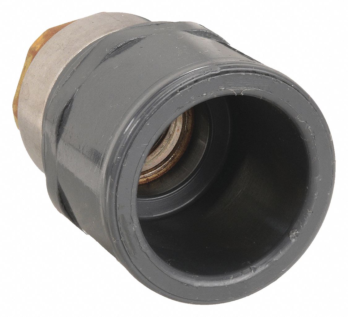 Transition Adapter: Brass, 3/4 in Metal Side Nominal Pipe Size, Female, NPT, Female, Socket, Gray