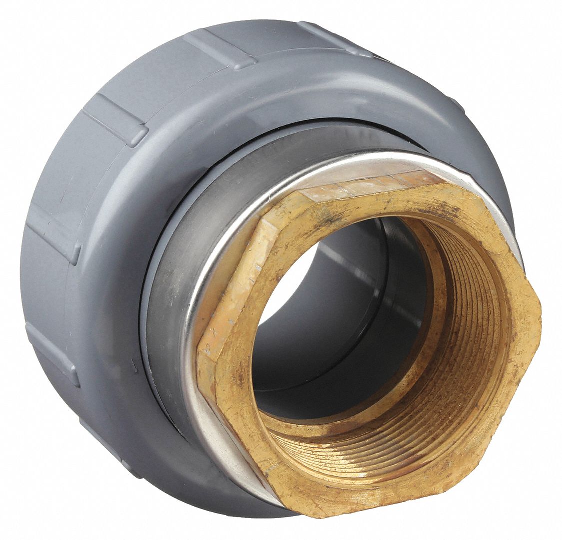 Transition Adapter: Brass, 2 in Metal Side Nominal Pipe Size, Female, NPT, Female, Socket, Gray