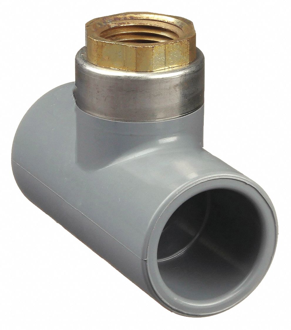 Reducing Tee: Brass, 3/4 in Metal Side Nominal Pipe Size, Female, NPT, Female, Socket, Gray, Reducer