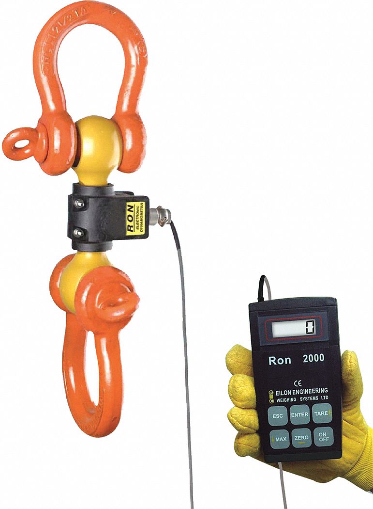 Crane Dynamometer: 2, 000 lb Capacity, +/-0.1% Scale Accuracy, 0.5kg/1.0 lb, Digital
