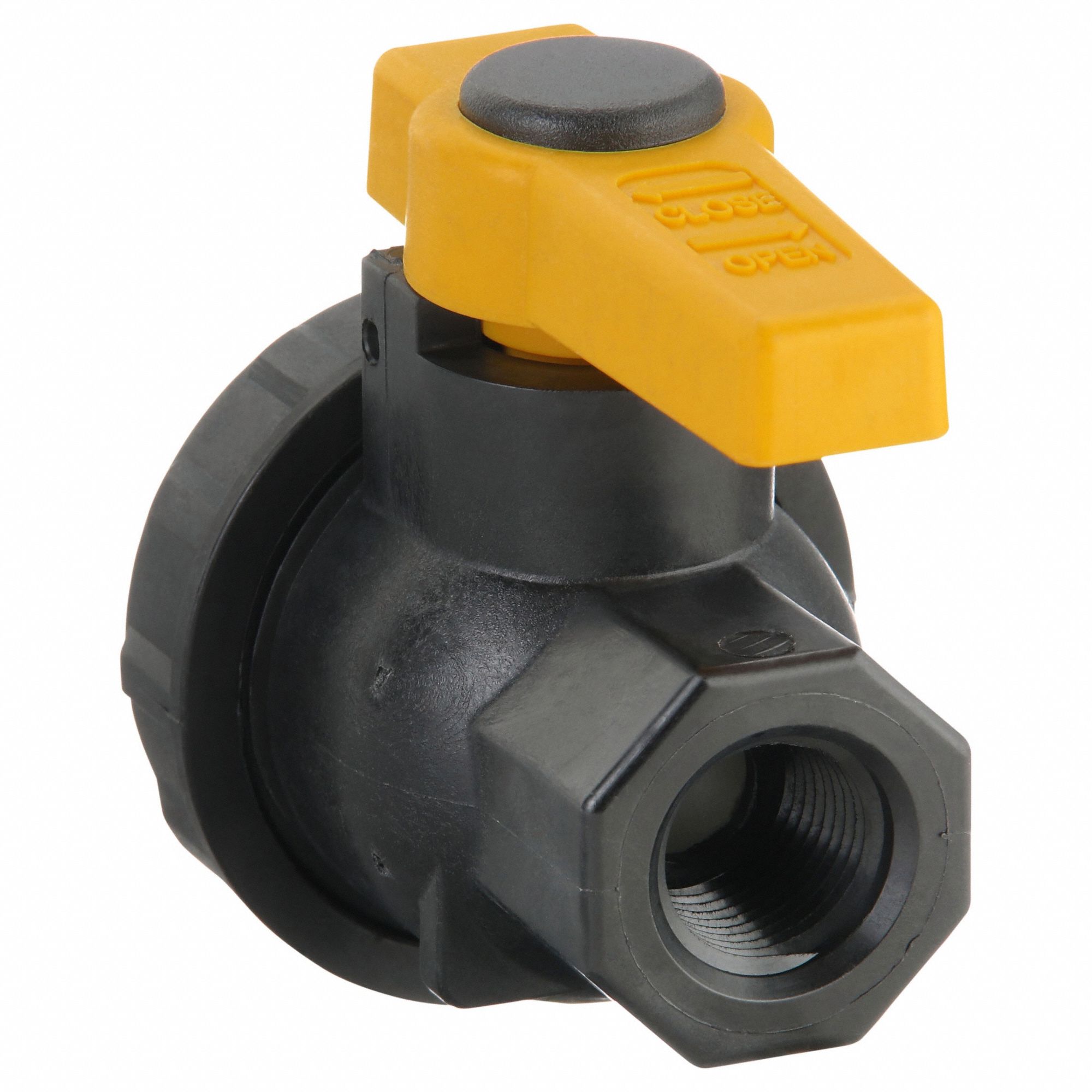 Manual Two-Way Ball Valve: 1/2 in, Polypropylene, Straight, FNPT x FNPT Union, Three-Piece