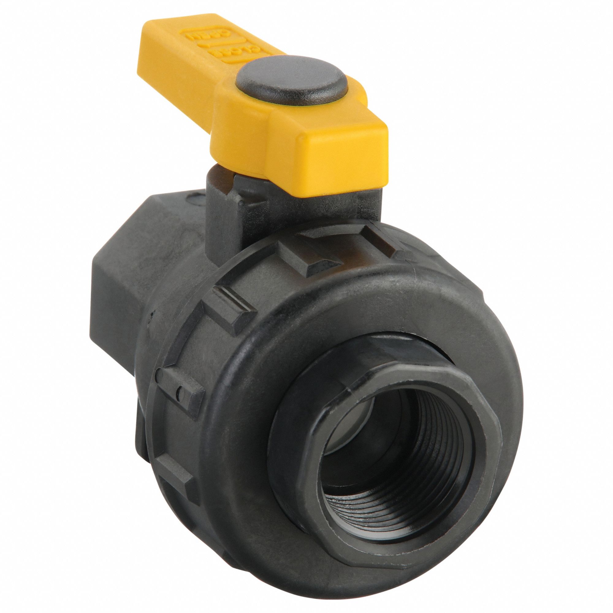 Manual Two-Way Ball Valve: 1 in, Polypropylene, Straight, FNPT x FNPT Union, Three-Piece