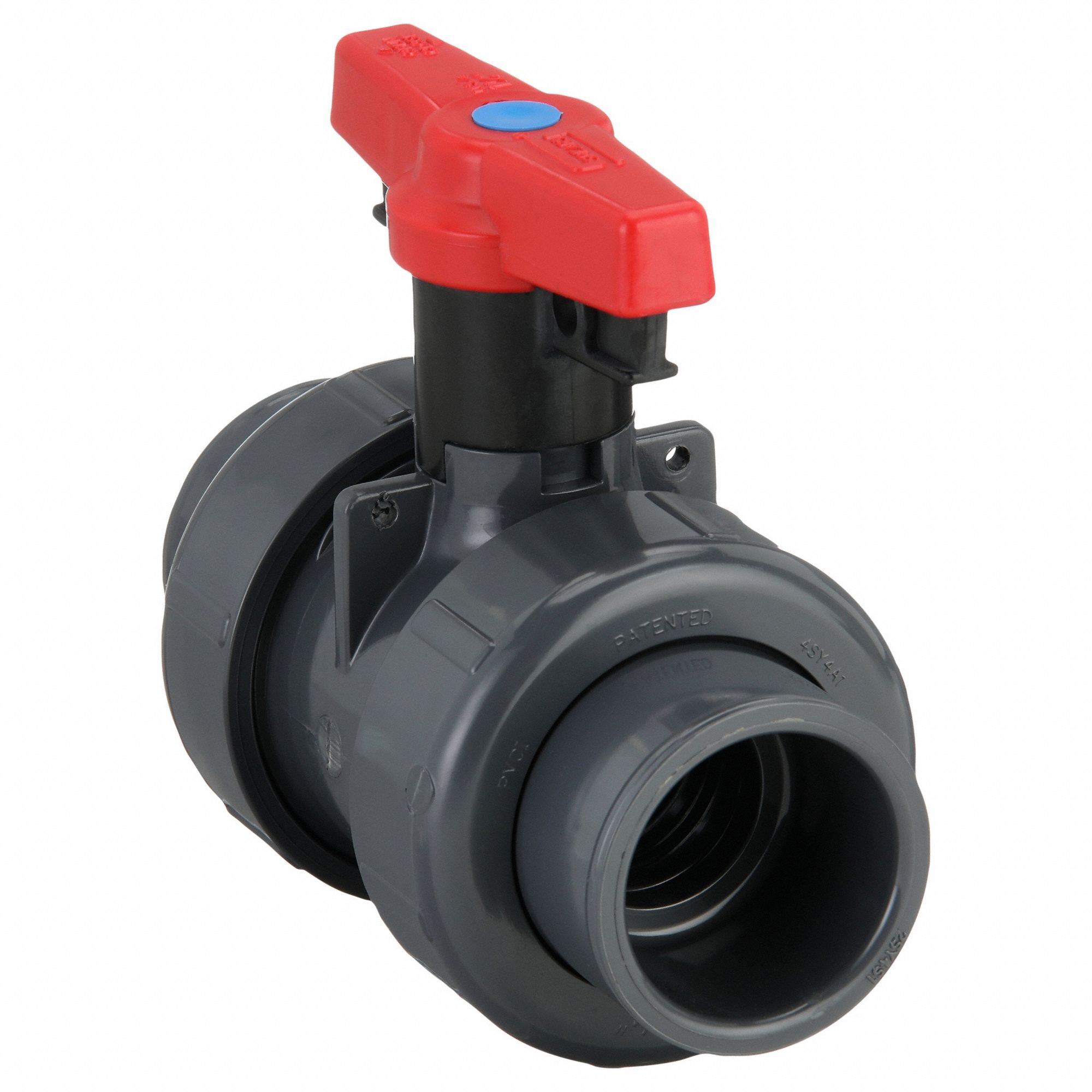 Manual Two-Way Ball Valve: 1 1/4 in, PVC, Straight, Socket x FNPT, Full Port Ball Port