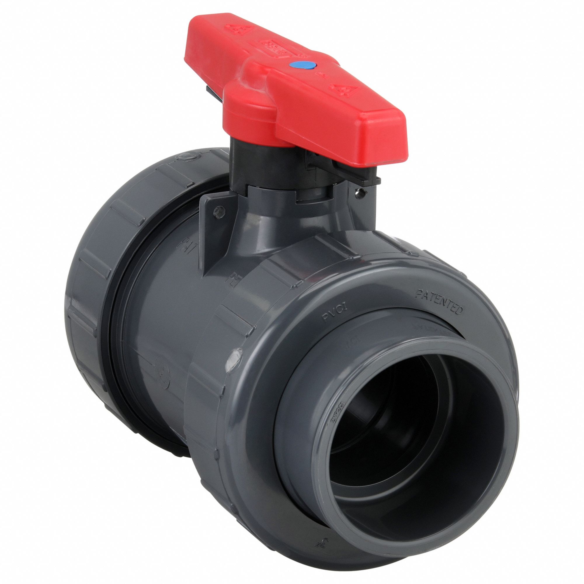 Manual Two-Way Ball Valve: 3 in, PVC, Straight, Socket x Socket, 235 psi Max. Pressure (CWP)