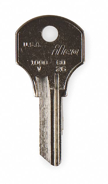 Key Blank: Compatible with Hudson Locks, Key ID # CO26, 6 Pins, Brass, Nickel Plated
