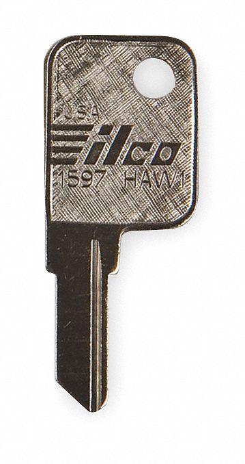Key Blank: Compatible with Hayworth Locks, Key ID # HAW1, 5 Pins, Brass, Nickel Plated
