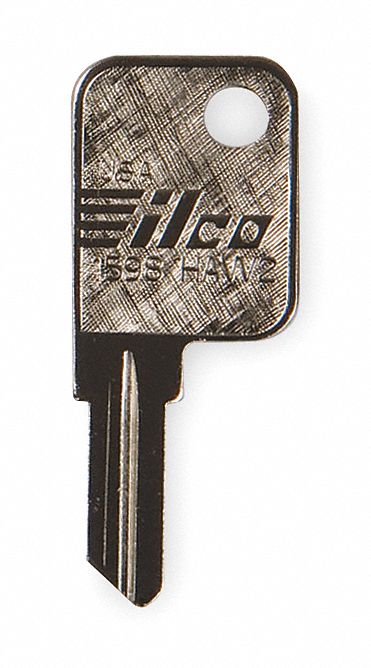 Key Blank: Compatible with Hayworth Locks, Key ID # HAW2, 5 Pins, Brass, Nickel Plated