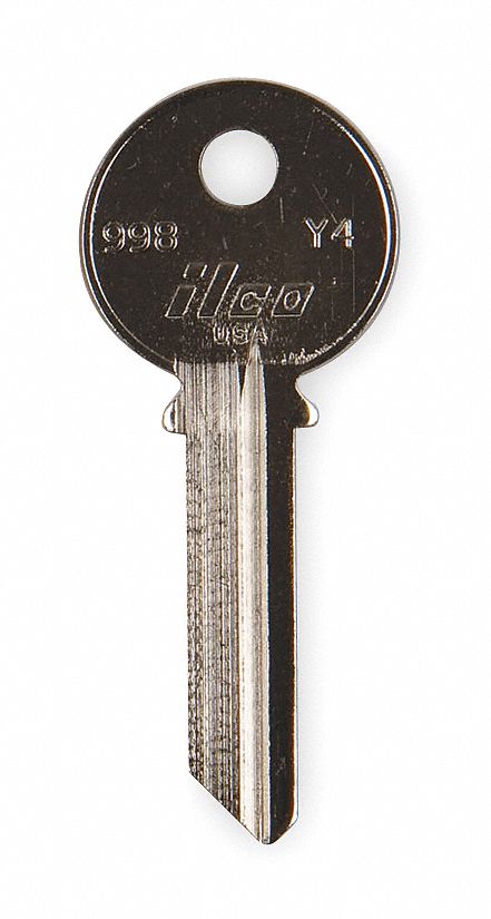 Key Blank: Compatible with Yale Locks, Key ID # 998-Y4, 6 Pins, Brass, Nickel Plated
