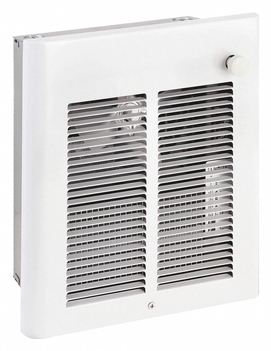 RECESSED ELECTRIC WALL-MOUNT HEATER, 1,000W, 120V AC, 1 PHASE, 120V AC, 1-PHASE, WHITE